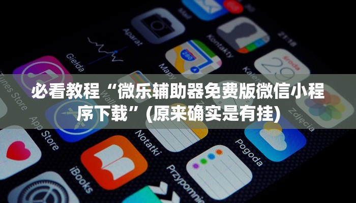 必看教程“微乐辅助器免费版微信小程序下载”(原来确实是有挂)