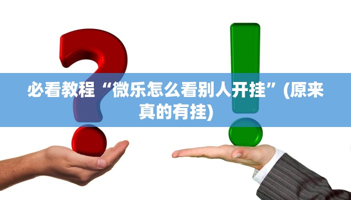 必看教程“微乐怎么看别人开挂”(原来真的有挂)