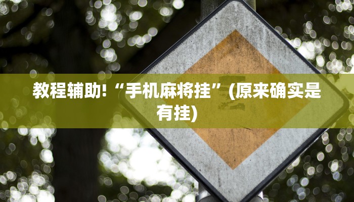 教程辅助!“手机麻将挂”(原来确实是有挂)