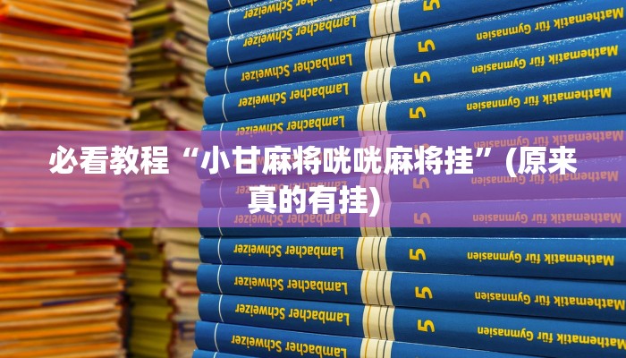 必看教程“小甘麻将咣咣麻将挂”(原来真的有挂)