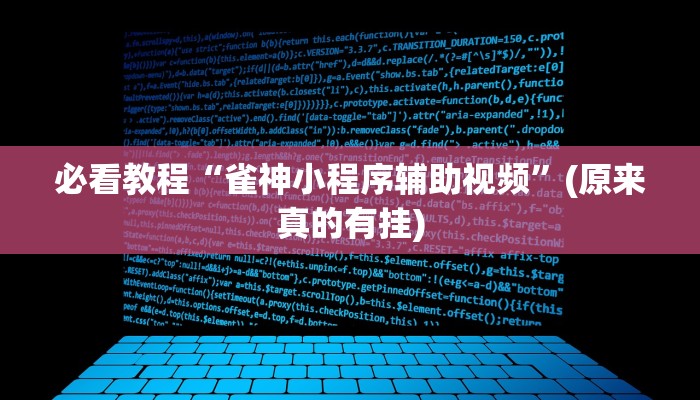 必看教程“雀神小程序辅助视频”(原来真的有挂)