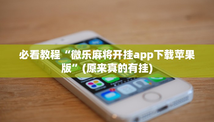 必看教程“微乐麻将开挂app下载苹果版”(原来真的有挂)
