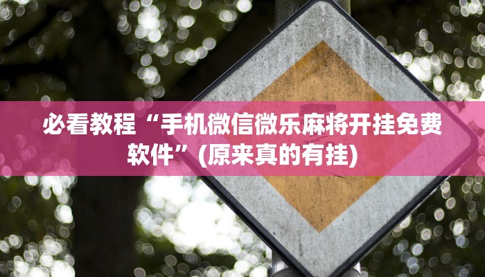必看教程“手机微信微乐麻将开挂免费软件”(原来真的有挂)