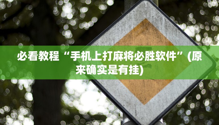 必看教程“手机上打麻将必胜软件”(原来确实是有挂)