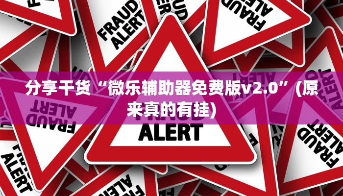 分享干货“微乐辅助器免费版v2.0”(原来真的有挂)