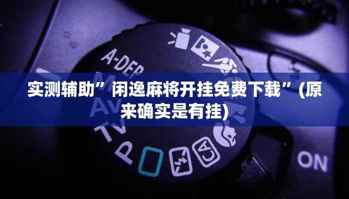实测辅助”闲逸麻将开挂免费下载”(原来确实是有挂)