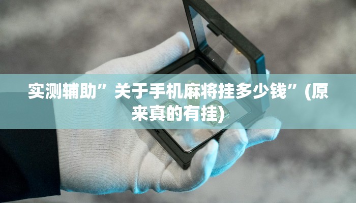 实测辅助”关于手机麻将挂多少钱”(原来真的有挂)