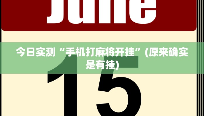 今日实测“手机打麻将开挂”(原来确实是有挂)