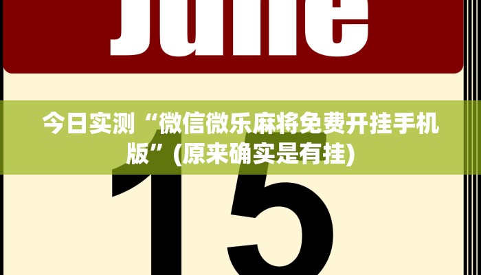 今日实测“微信微乐麻将免费开挂手机版”(原来确实是有挂)