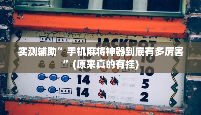 实测辅助”手机麻将神器到底有多厉害”(原来真的有挂)