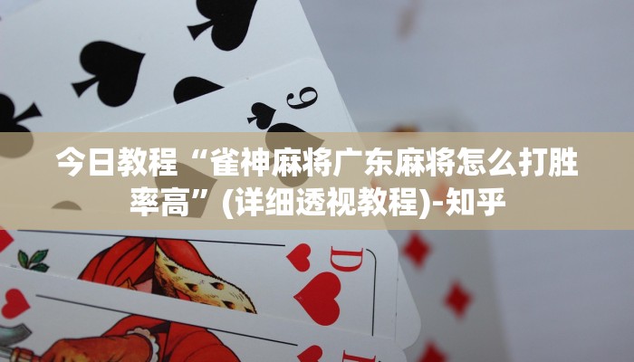今日教程“雀神麻将广东麻将怎么打胜率高”(详细透视教程)-知乎