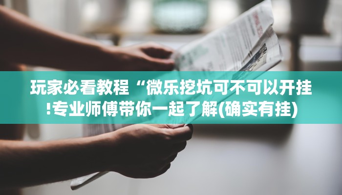 玩家必看教程“微乐挖坑可不可以开挂!专业师傅带你一起了解(确实有挂)