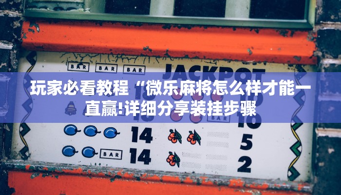 玩家必看教程“微乐麻将怎么样才能一直赢!详细分享装挂步骤