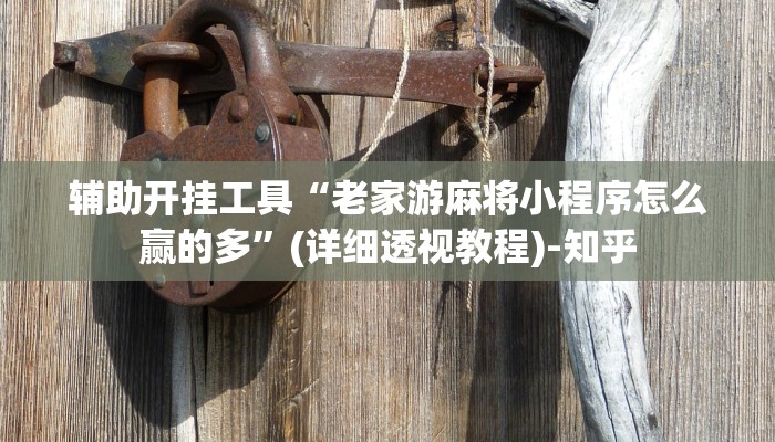 辅助开挂工具“老家游麻将小程序怎么赢的多”(详细透视教程)-知乎
