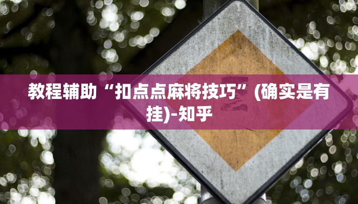 教程辅助“扣点点麻将技巧”(确实是有挂)-知乎