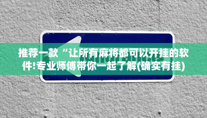 推荐一款“让所有麻将都可以开挂的软件!专业师傅带你一起了解(确实有挂)