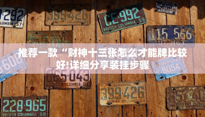 推荐一款“财神十三张怎么才能牌比较好!详细分享装挂步骤