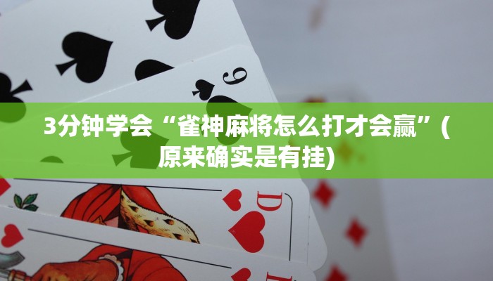 3分钟学会“雀神麻将怎么打才会赢”(原来确实是有挂)