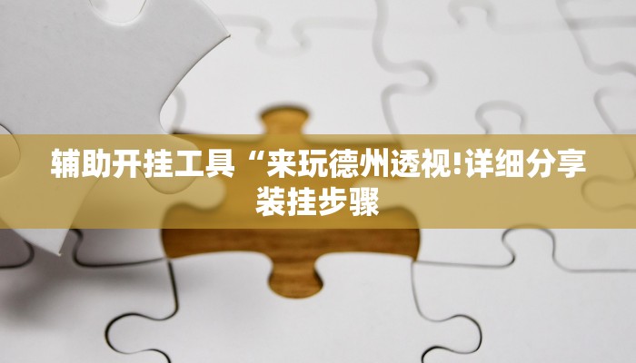 辅助开挂工具“来玩德州透视!详细分享装挂步骤