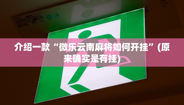 介绍一款“微乐云南麻将如何开挂”(原来确实是有挂)