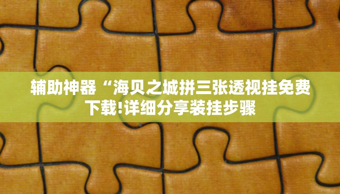 辅助神器“海贝之城拼三张透视挂免费下载!详细分享装挂步骤
