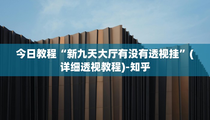 今日教程“新九天大厅有没有透视挂”(详细透视教程)-知乎